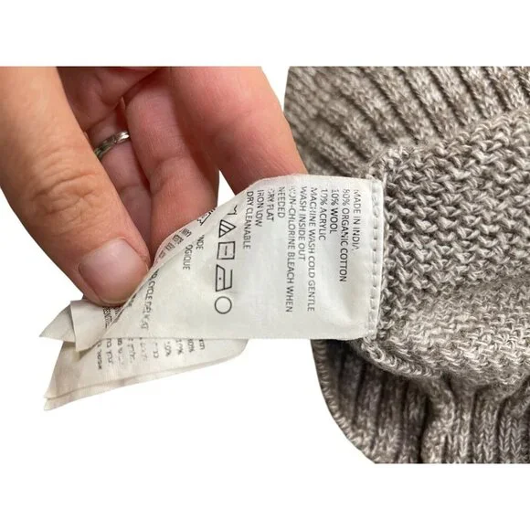 Prana Cowl Neck Archer Sweater Dress Pockets Organic Cotton Wool Blend Neutral - Picture 10 of 10